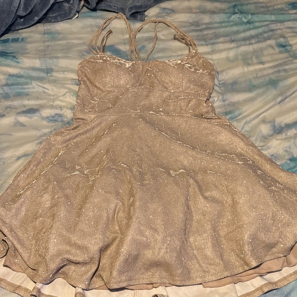 City Triangles Gold Glitter Dress